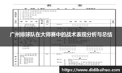 广州排球队在大师赛中的战术表现分析与总结